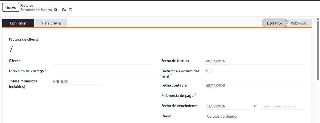 Paso 2 - 2. Crear una nueva factura - Cómo Crear y Consultar Facturas