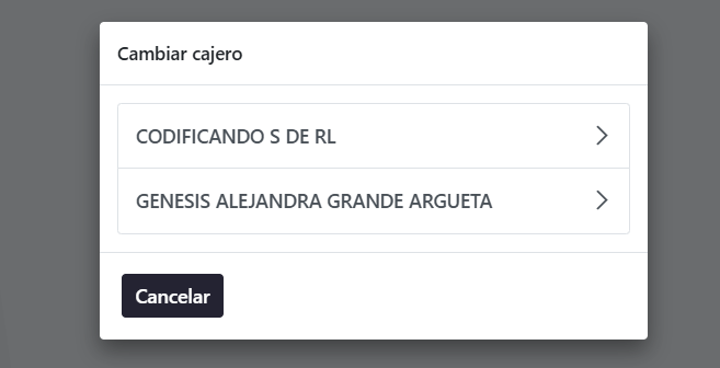 Paso 4 - Seleccionar el nombre del cajero - Cómo abrir caja en el punto de venta