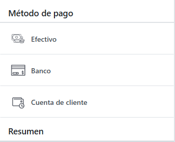 Paso 5 - Seleccionar el método de pago - Registro de una venta paso a paso.