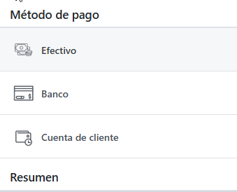 Paso 6 - Seleccionar el método de pago - Apertura de una venta paso a paso.